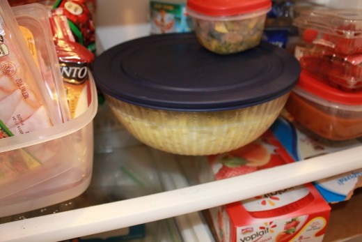 Potato salad in the fridge