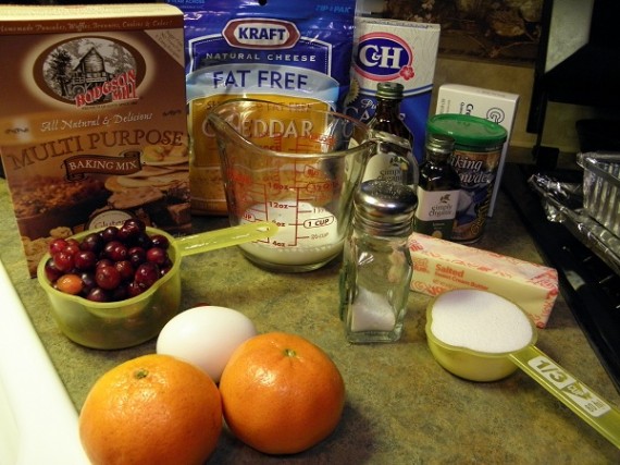 all the ingredients for cranberry tangerine bread