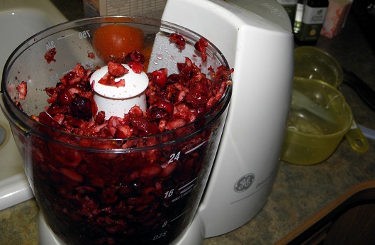 chop cranberries coarsely in a food processor