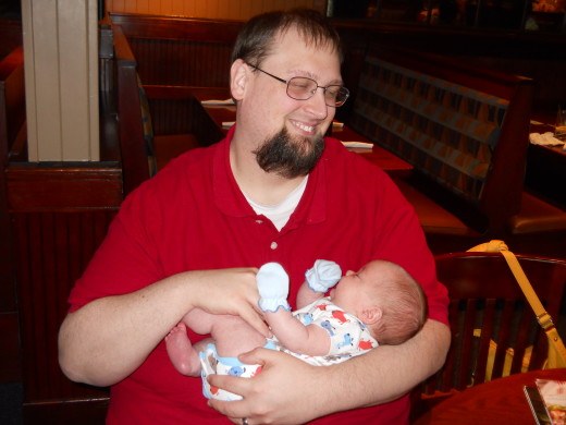 One of my favorite photos: Uncle Rafe with Parker at Fabgrandpa's birthday party in March 2013