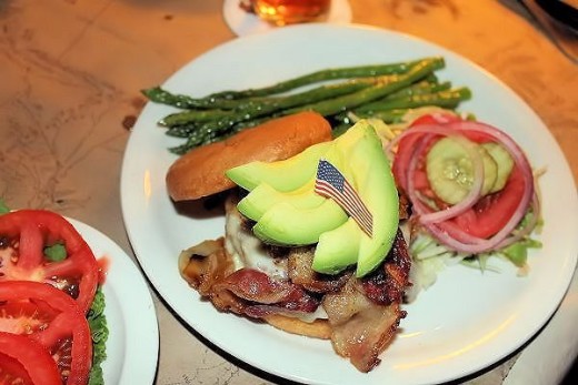 The avocado is an extra, but worth the cost. Great tasting burger at Ted's Montana Grill