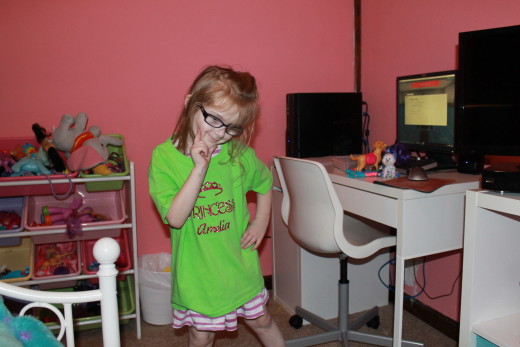Amelia in her glitter princess t-shirt
