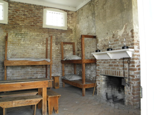 Barracls room in one of the buildings inside the fort.