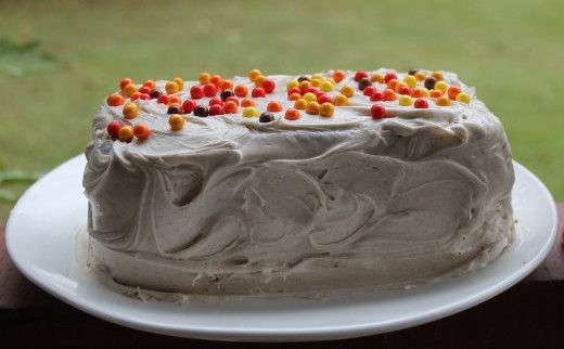 Pumpkin Spiced Gingerbread Cake dressed up for Autumn with Sweetworks Pearls